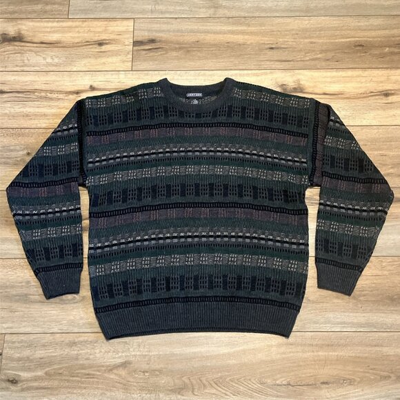 Men's VTG Jantzen Geometric Knit Sweater SZ LARGE Multicolor Grandpa Retro - Picture 1 of 12